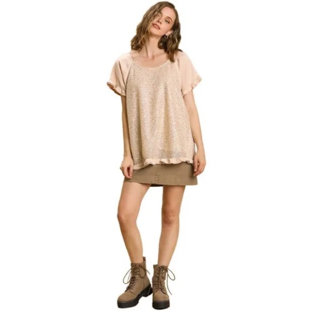 Umgee Satin Sequin Top- Size Medium - Picture 2 of 5